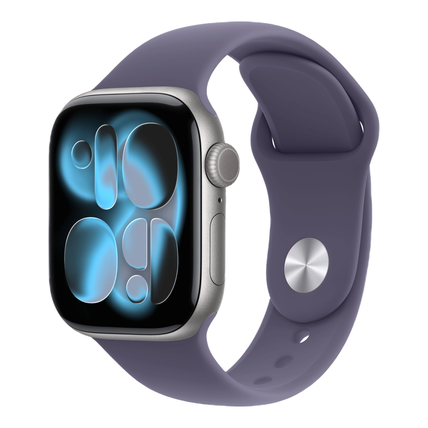 Apple Watch Series 11, 46 мм, алюминий цвета «Silver», спортивный ремешок "Purple Fog", M/L (MEVA4)