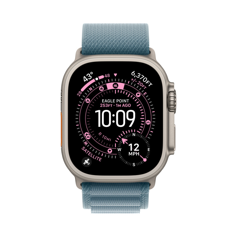 Apple Watch Ultra 3 49mm GPS + Cellular, Natural Titanium ремешок "Light Blue Alpine Loop" M (MEWM4)